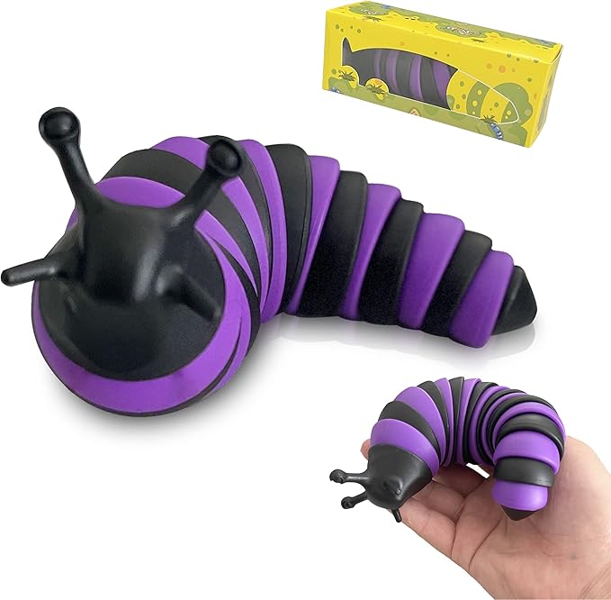 Fidget Slug, 3D Sensory Slug Fidget Toy, Funny Crawling Slug Fidget Toy Black purple 14CM