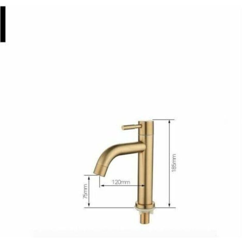 Single Cold Basin Faucet Stainless Steel Bathroom Countertop Sink Faucet 4 Point Interface PVD Basin Faucet