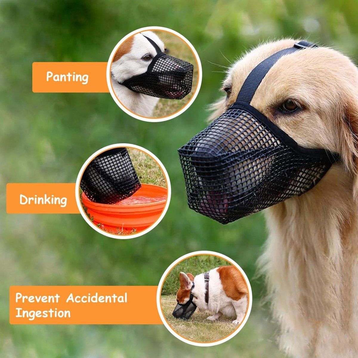 Adjustable Dog Muzzle, Breathable PVC Mesh Anti Bite Anti Eating Mask, For Small Medium Large Dogs Walking Training, Gray Size L