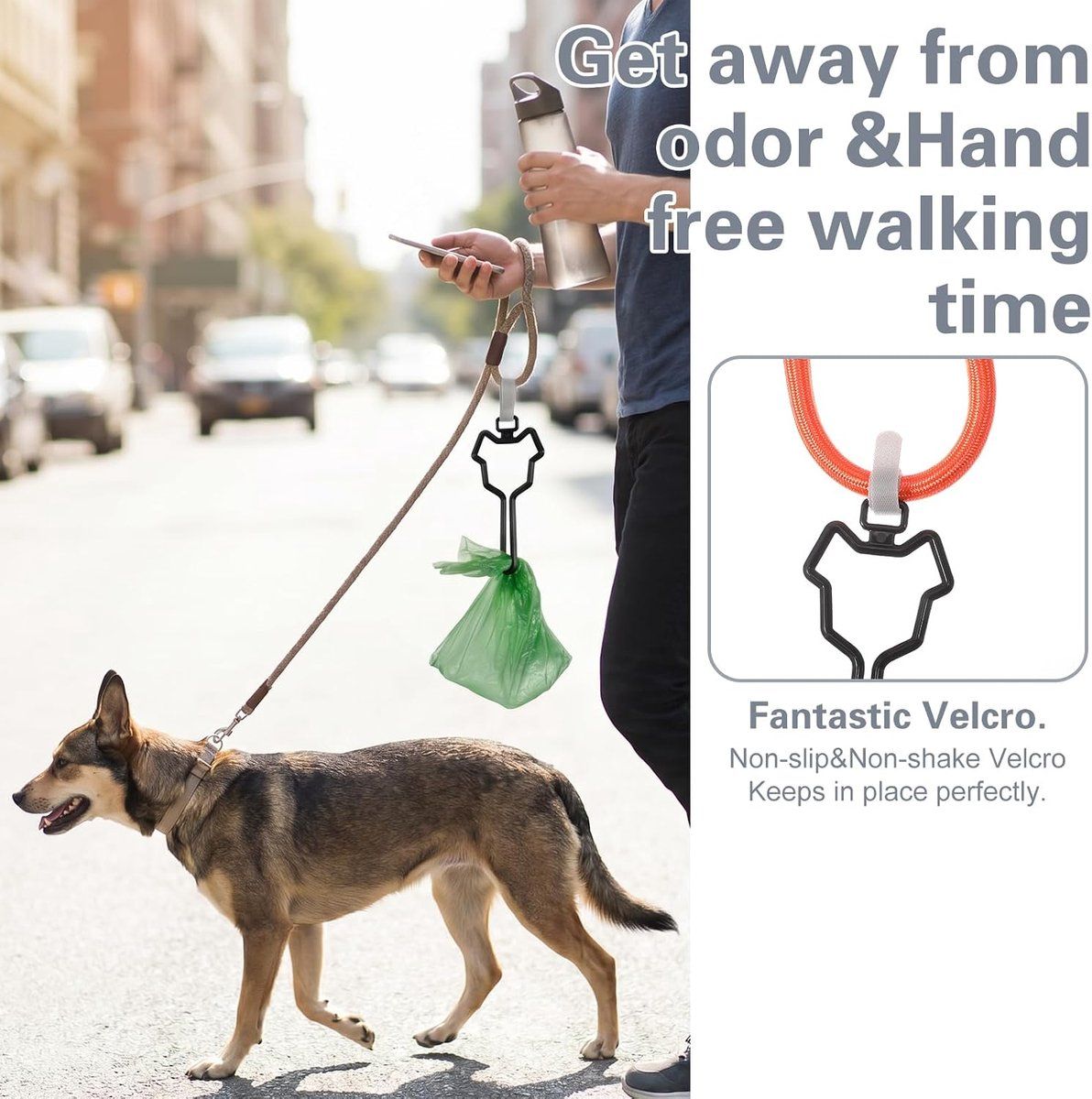 Poop Bag Holder Set of 2, Hands-Free Dog Waste Bag Dispenser for Belt or Bike, Compact and Sturdy for Walking and Running with Your Dog, Black