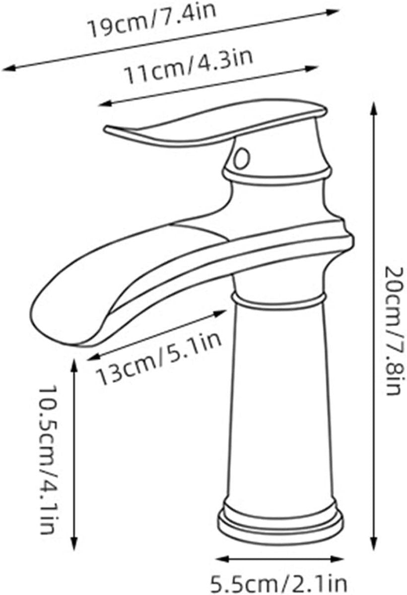 Waterfall Bathroom Faucet Single Handle Mixer Tap Hot and Cold for Bathroom Sink Washbasin, Low Model, Brushed Nickel