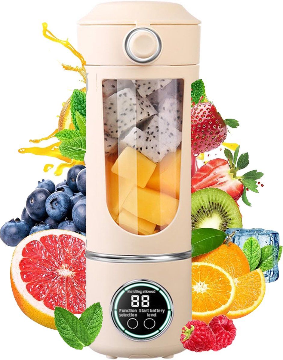 Portable Blender 700ml USB Rechargeable Mini Fruit Mixer for Smoothies and Protein Shakes, Beige