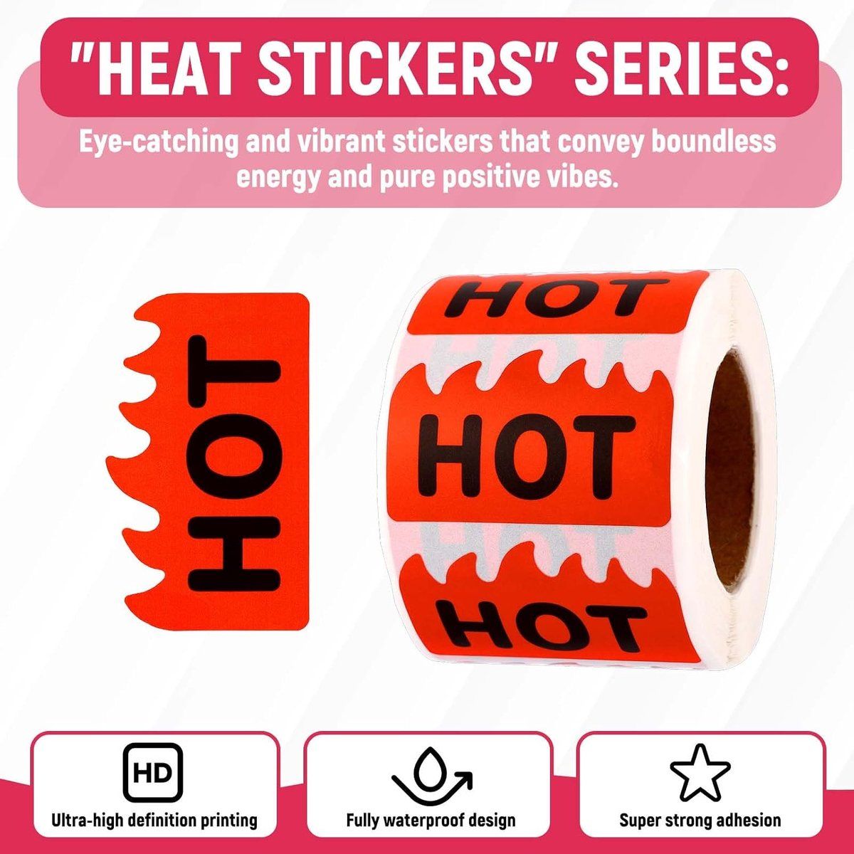 500 Pieces Flame-Shaped Green Stickers 5x3 cm, Waterproof Fluorescent Hot Stickers for Restaurants, Supermarkets, and Shops, Self-Adhesive Labels for Festivals and Businesses