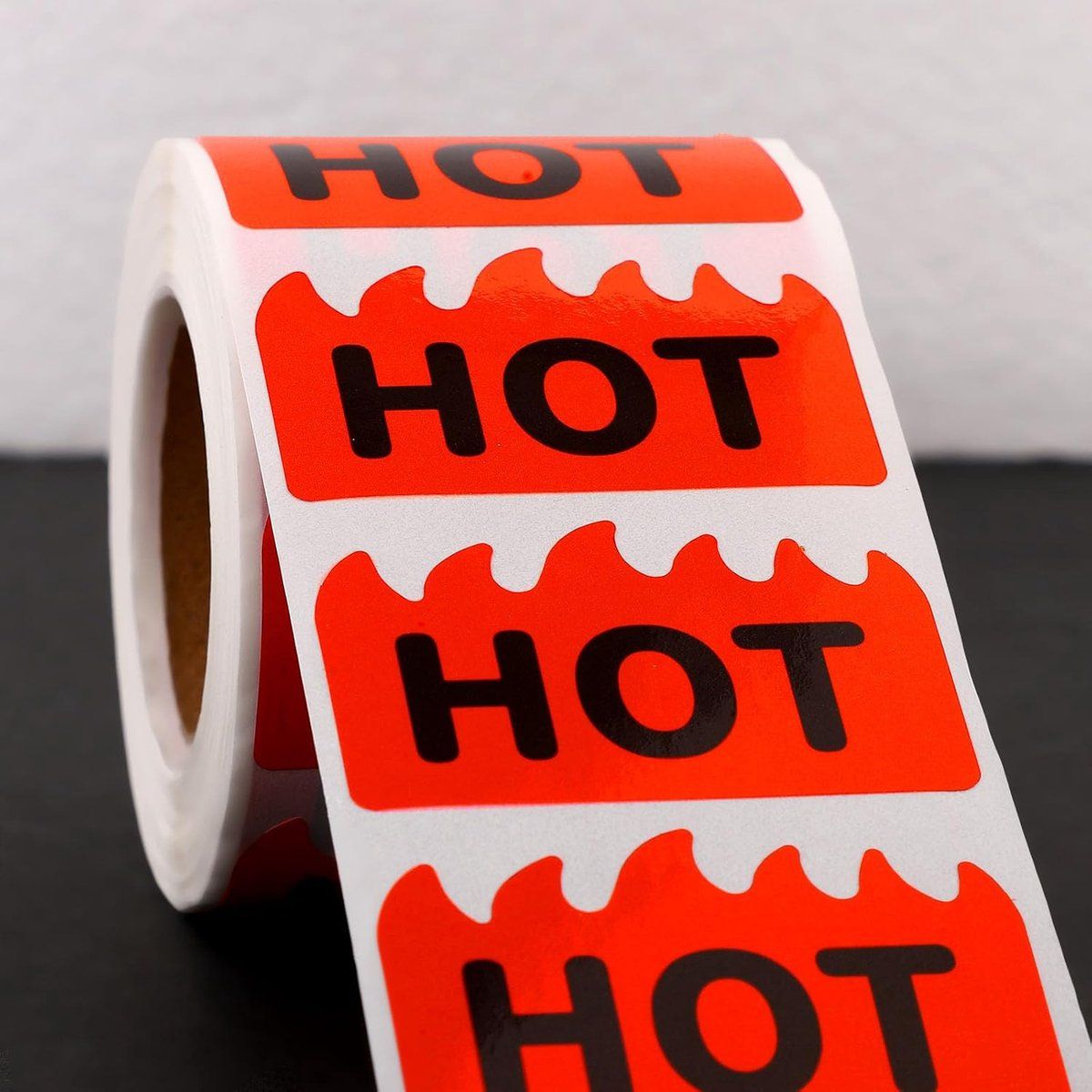 500 Pieces Flame-Shaped Green Stickers 5x3 cm, Waterproof Fluorescent Hot Stickers for Restaurants, Supermarkets, and Shops, Self-Adhesive Labels for Festivals and Businesses