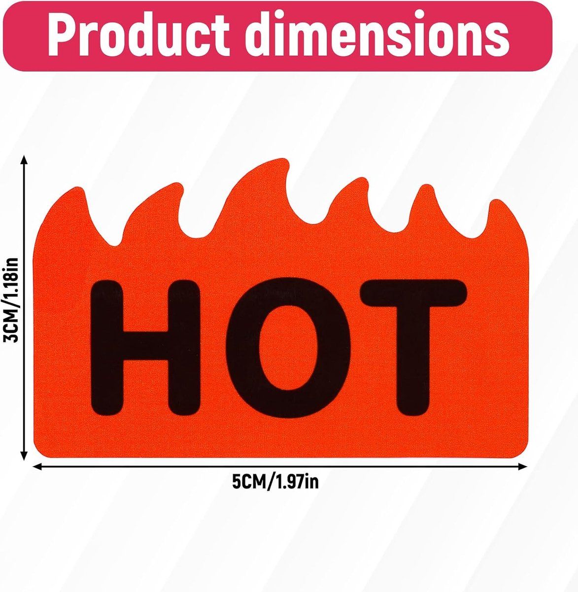 500 Pieces Flame-Shaped Green Stickers 5x3 cm, Waterproof Fluorescent Hot Stickers for Restaurants, Supermarkets, and Shops, Self-Adhesive Labels for Festivals and Businesses