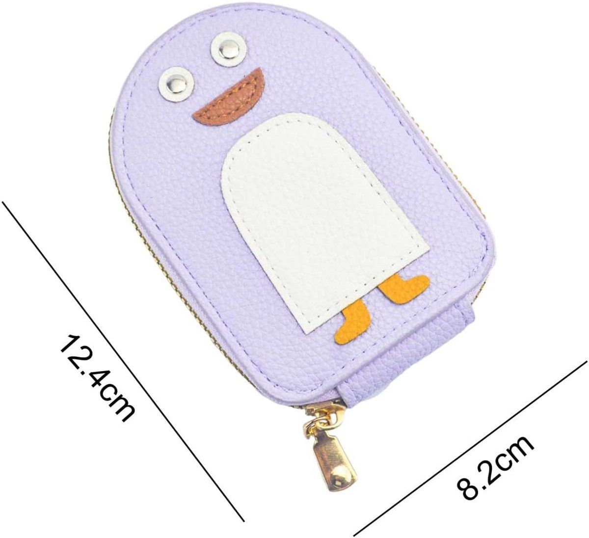 11 Compartments Credit Card Holder Penguin Shape Zippered Wallet Accordion Design Compact Card Organizer Gift Idea for Women, Purple