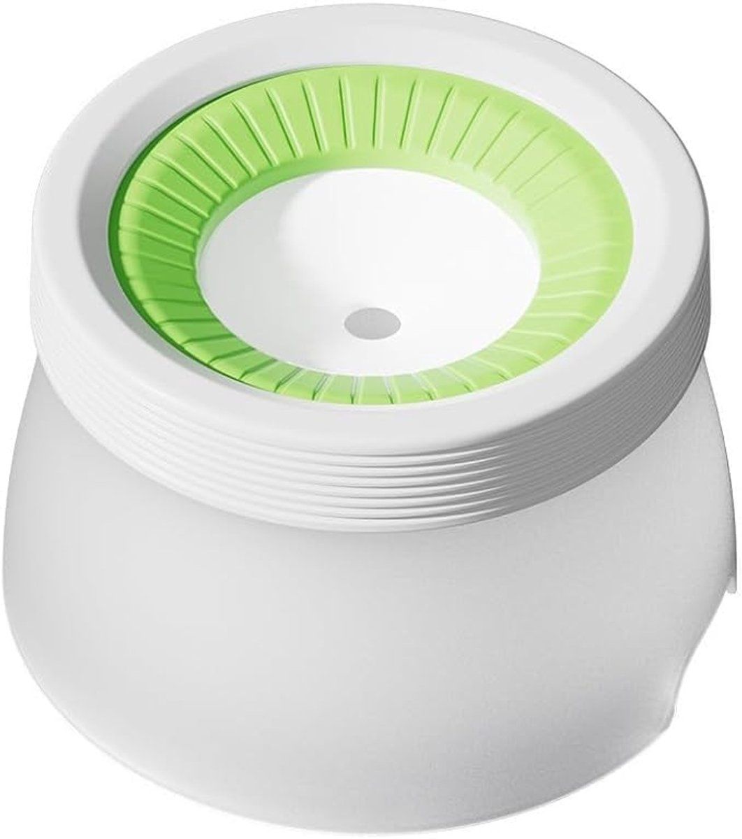 Spill-Proof Pet Water Bowl with Floating Disc, Slow Feeder Splash-Proof Drinking Bowl for Cats and Dogs, Green, 600 ml