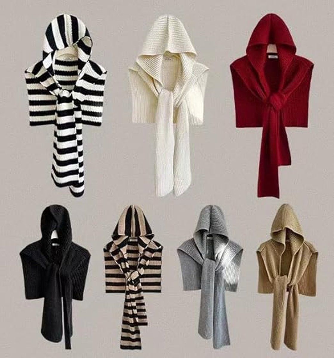 Scarf - Hat - Neck warmer - Warm hat - Women's scarf - Women's winter hat - Knitted hat - Thick Wraps Stretch - Cashmere Balaclavas - Off-shoulder Cardigans Tops - Christmas gift - Christmas decorations - Christmas - Black and white stripes