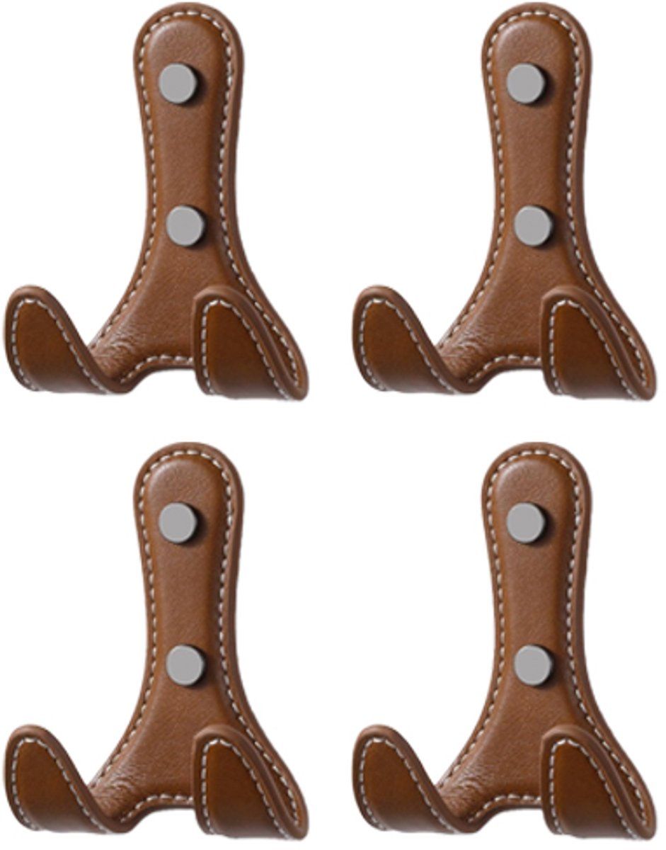 4 PCS Wall Hooks, Coat Hooks for Hanging Coats, Bags and Towels, for Hallway, Bedroom and Bathroom, Brown
