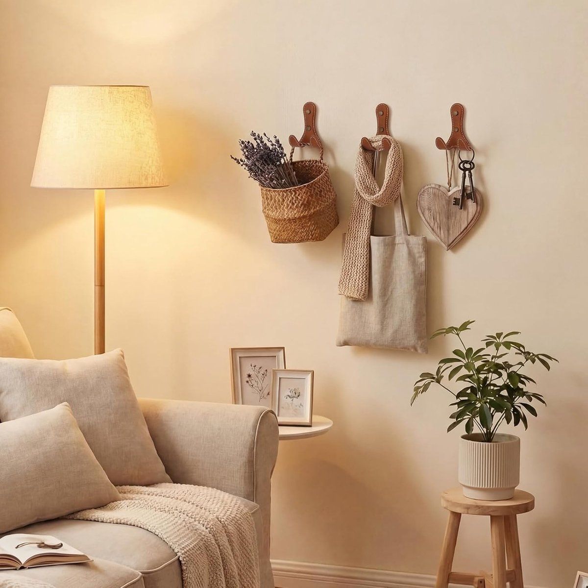 4 PCS Wall Hooks, Coat Hooks for Hanging Coats, Bags and Towels, for Hallway, Bedroom and Bathroom, Brown