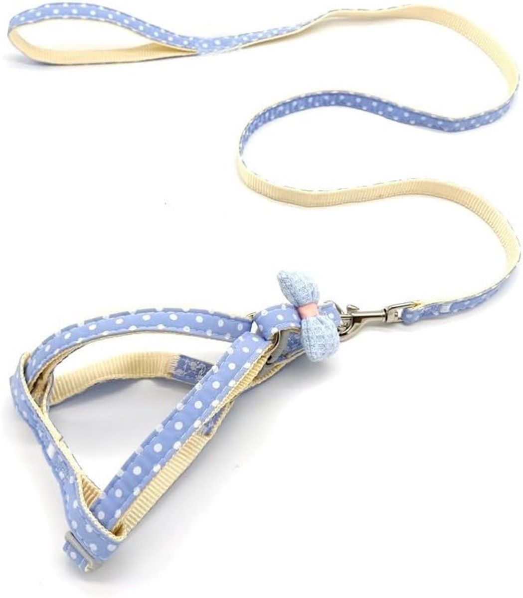 Polka Dot Dog Harness with Leash, Cute Bow Anti Pull Adjustable Pet Vest Harness for Puppies and Kittens