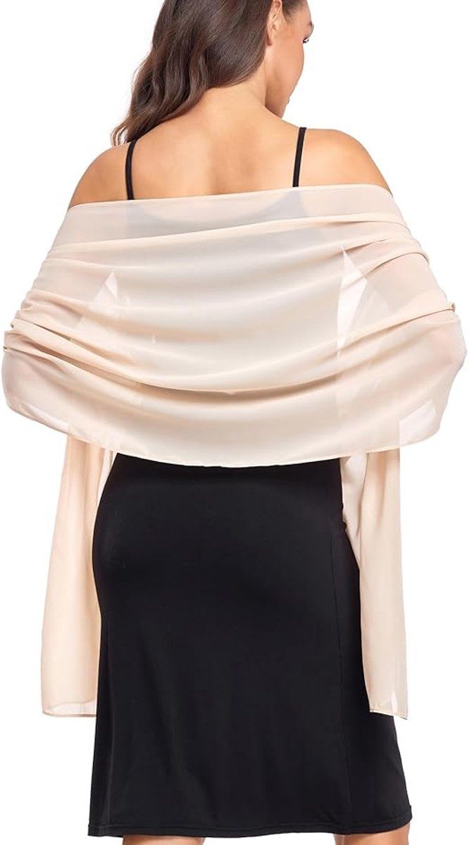 Bridal Chiffon Shawl Soft Evening Wrap Scarves for Women, Beige