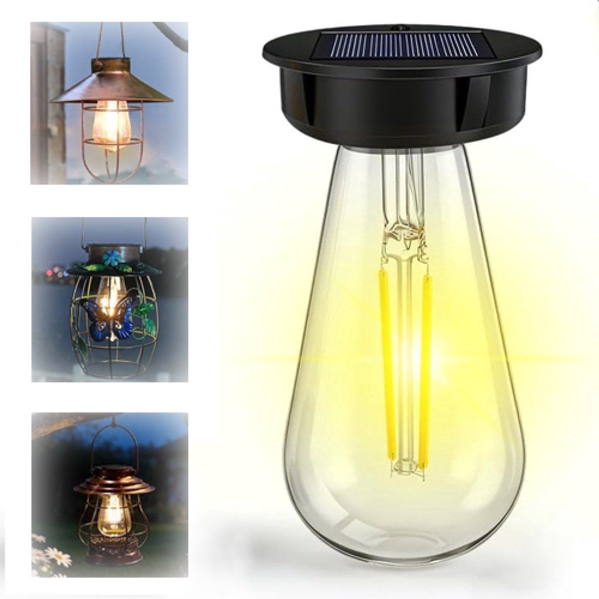 1 Pack Solar Lantern Replacement Head, Waterproof LED Solar Light Lid for Outdoor Garden Decor, 7 cm, Black