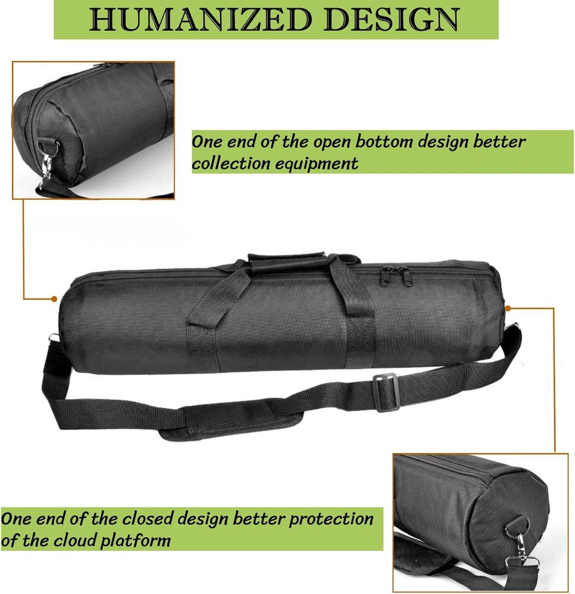Padded Tripod Carry Bag with Shoulder Strap for Light Stands Monopods Softboxes and Photography Accessories, 80 x 13 cm, Black