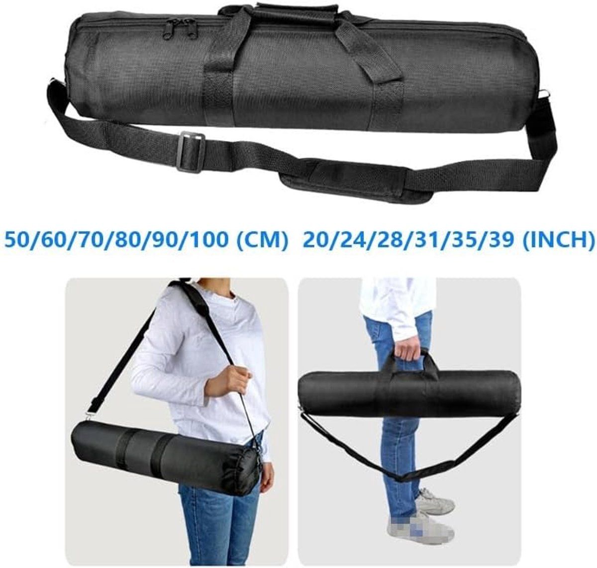 Padded Tripod Carry Bag with Shoulder Strap for Light Stands Monopods Softboxes and Photography Accessories, 70 x 13 cm, Black