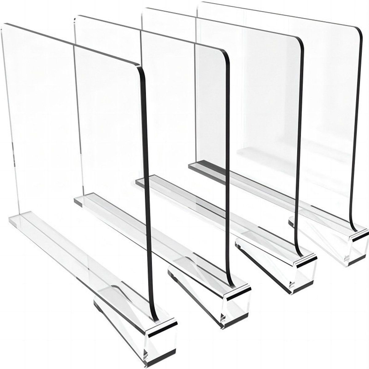 4 Pack Acrylic Shelf Dividers, Clear Closet Organizer for Clothes Sweaters Handbags Towels on Wooden Shelves, Transparent, 28x20x3cm