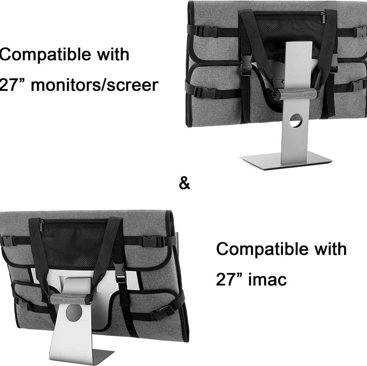 Monitor Carrying Bag Dustproof Portable Monitor Sleeve Case with Adjustable Handle for Desktop Computer, Fits 20 to 24 Inch Monitors