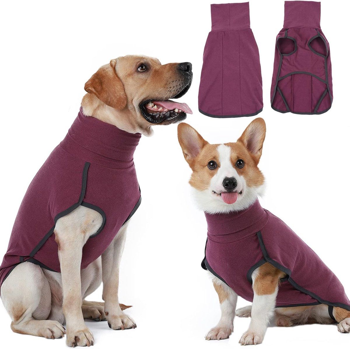 Dog Fleece Vest Turtleneck Sweatshirt Warm Lightweight Pullover Puppy Clothes for Indoor Outdoor Use, Red, Size L