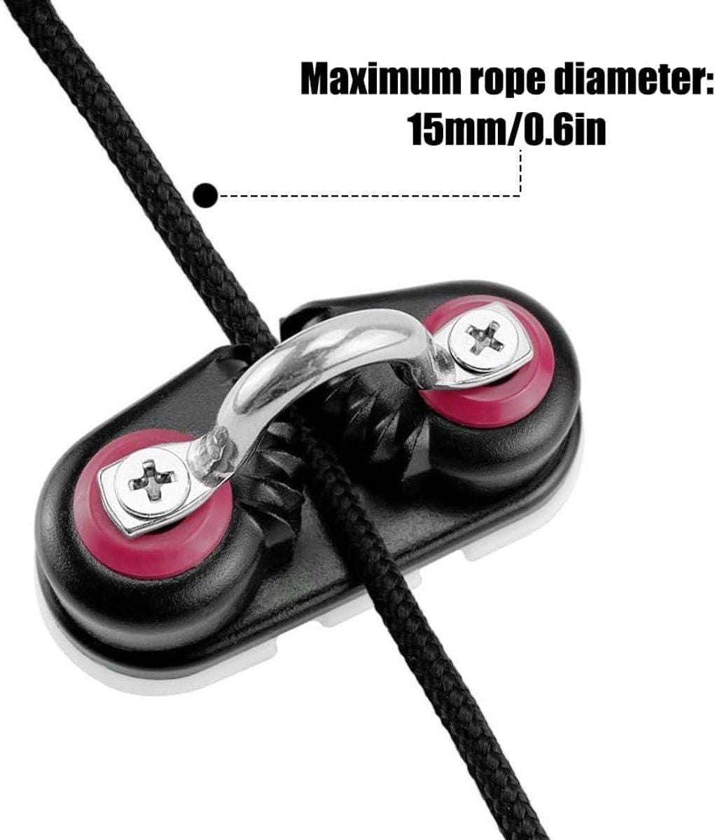 Cam Cleat Set of 2, Aluminium Rope Cleat for Sailboat Kayak Canoe, Water Sports Accessory, Max 15mm Line, Black