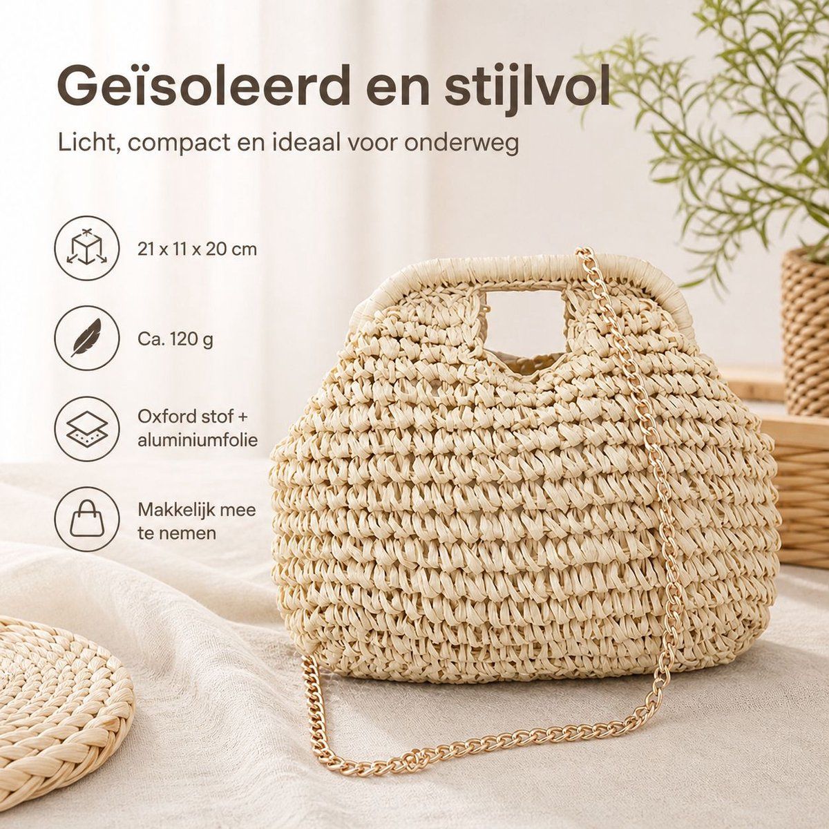 Handmade Woven Straw Bag, Stylish Shoulder Tote with Handle, Lightweight Multifunctional Beach Bag for Women, Multiple Colors