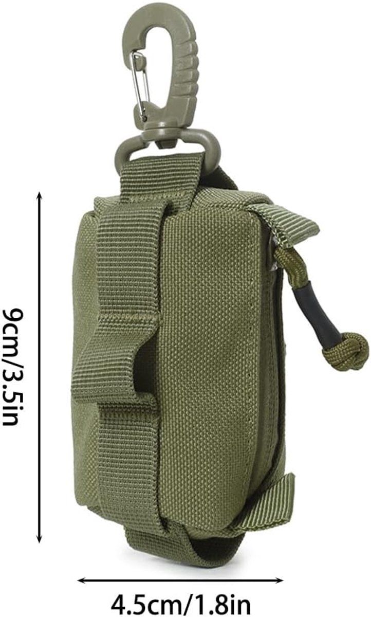 Tactical Key Wallet Compact Multifunctional Mini Wallet with Keychain for Outdoor Travel Unisex Army Green, 4.5cm/1.8in x 9cm/3.5in