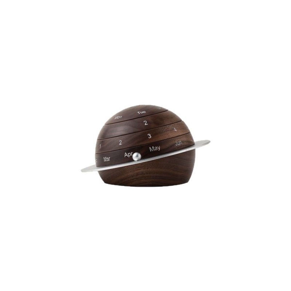 Rotating Perpetual Calendar Vintage Wooden Desk Ornament Solid Black Walnut Handcrafted Portable Office Home Decoration, 7.5x13 cm