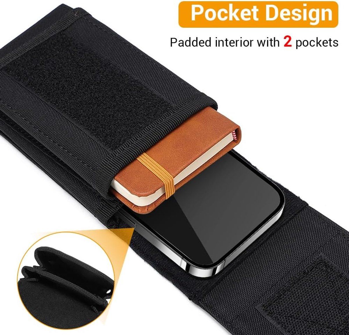 Tactical Waist Bag Men Phone Pouch Belt Holster 600D Oxford Fabric Double Pockets Wear Resistant for Camping Hiking Outdoor Green