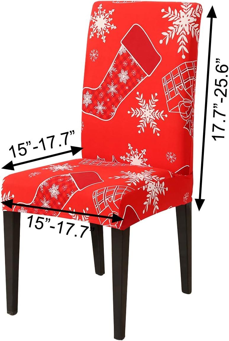 4PCS Washable Stretch Dining Room Chair Slipcovers, Removable Christmas Seat Covers for Home Decor