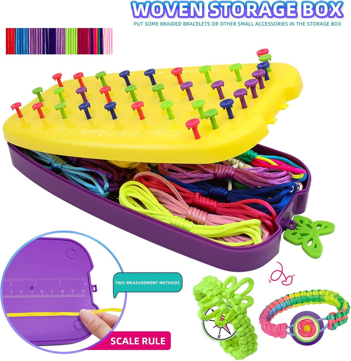 Friendship Bracelet Making Kit for Girls Ages 7 to 12, DIY Arts and Crafts String Maker Tool, Birthday Gift Travel Activity Set, Yellow