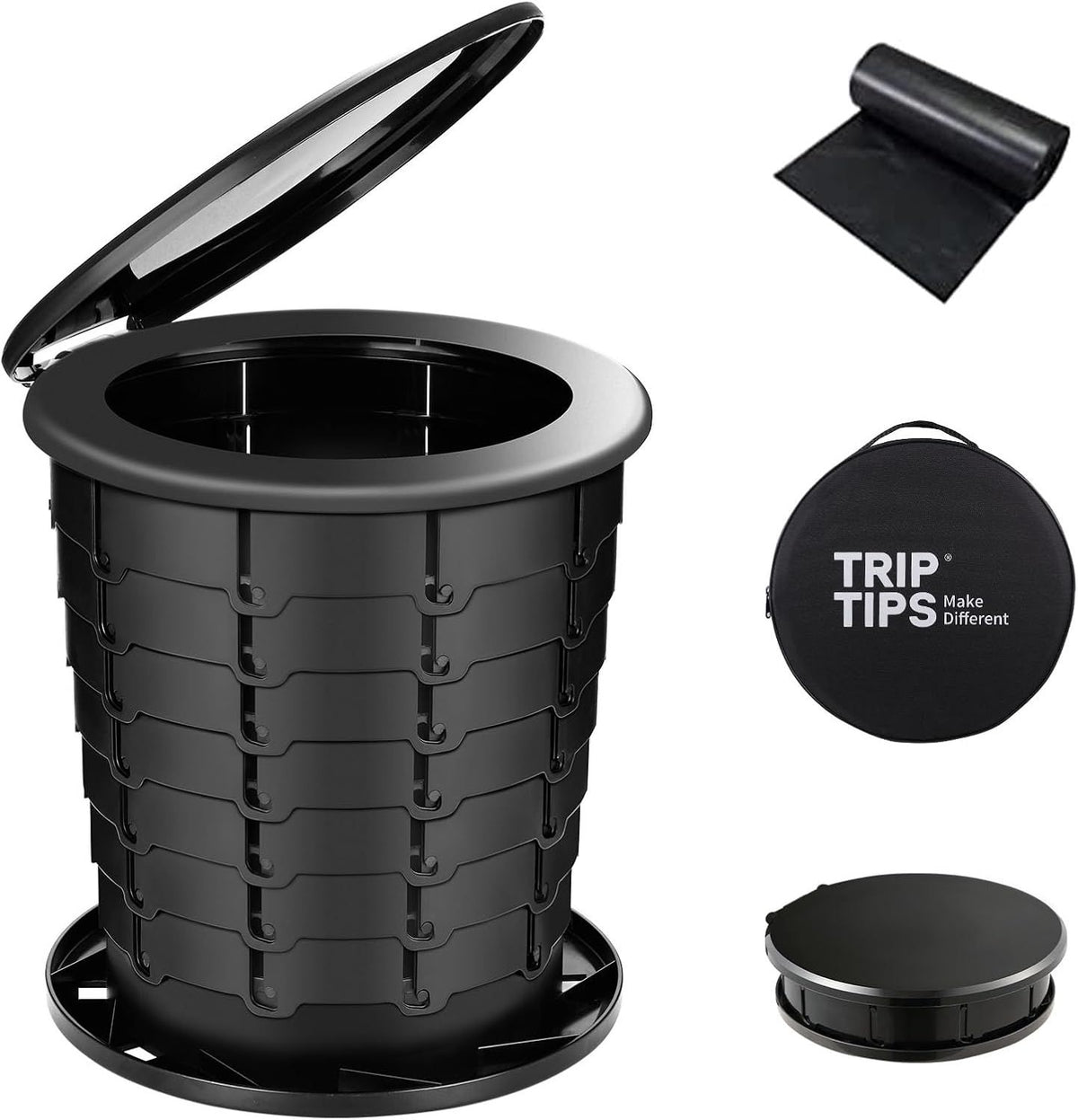 Portable Retractable Camping Toilet, Adjustable Height Foldable Travel Potty for Adults Kids, Portable Toilet for Camping Car