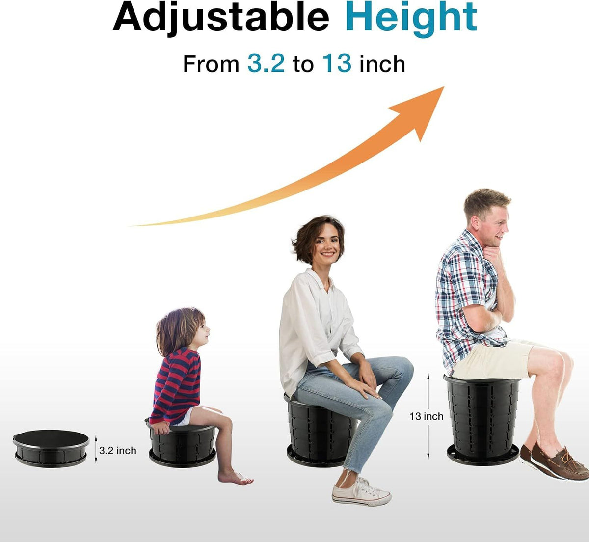 Portable Retractable Camping Toilet, Adjustable Height Foldable Travel Potty for Adults Kids, Portable Toilet for Camping Car