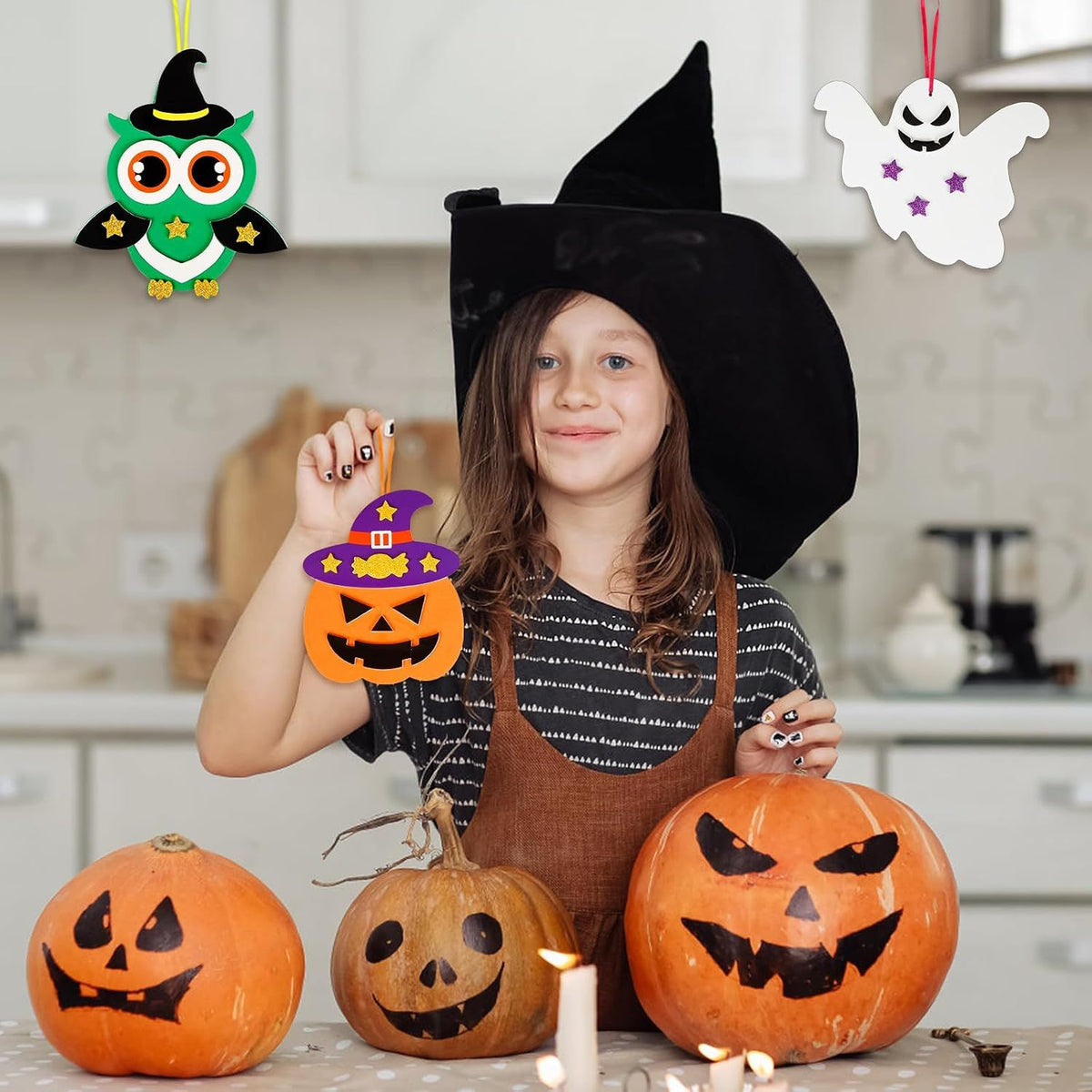 12 Pack Halloween Craft Kit for Kids, Make Your Own Halloween Foam Stickers DIY Arts and Crafts for Boys Girls, Halloween Party Supplies Decoration