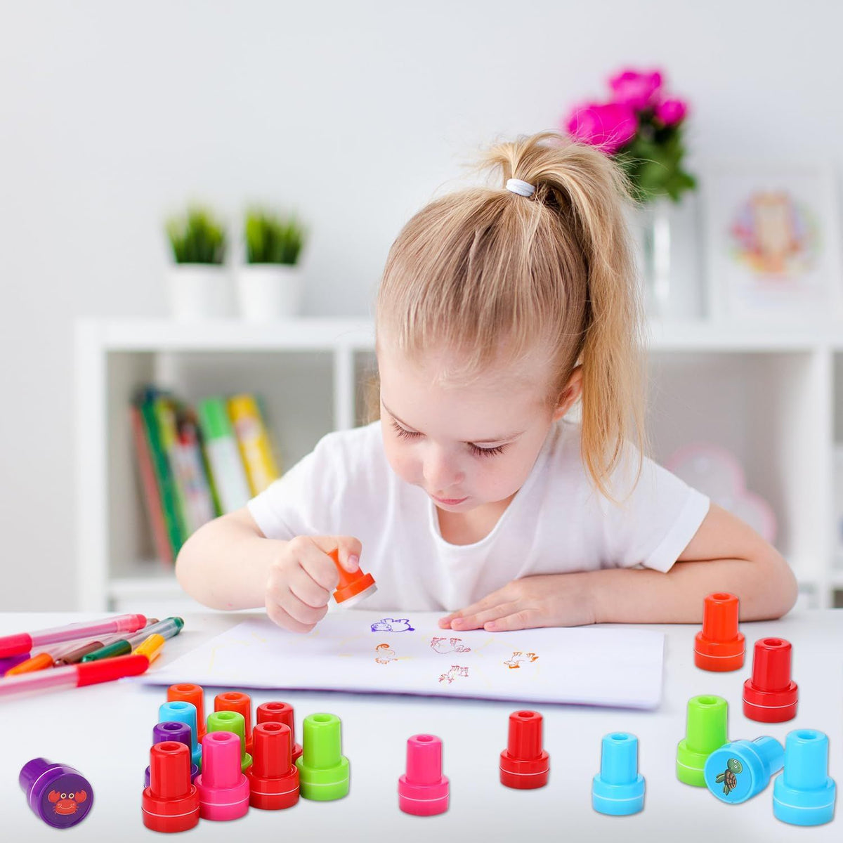 26Pcs Animal Stamps for Kids, Self Inking Stampers Party Favors Birthday Gift Goodie Bag Prizes Classroom Rewards Arts and Crafts