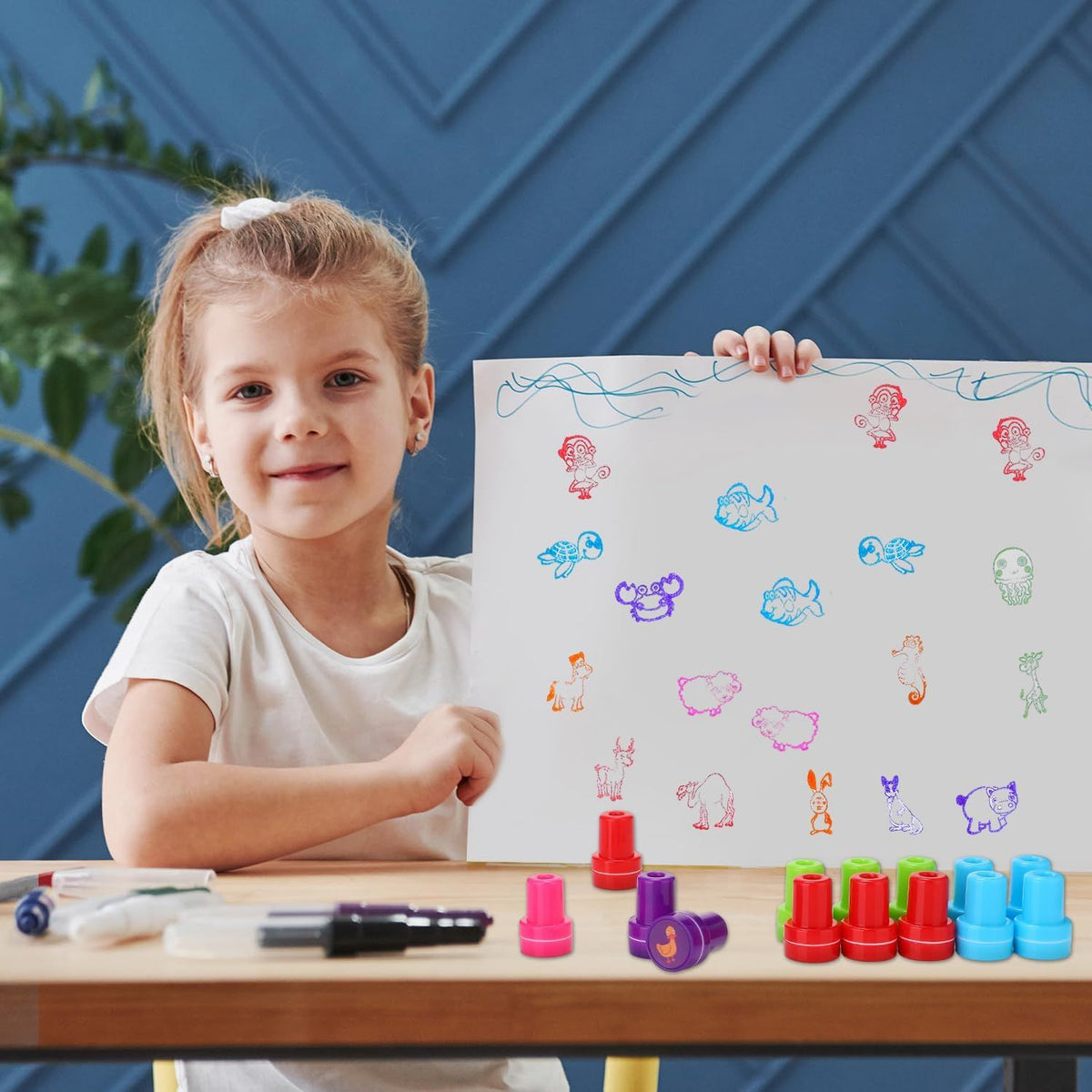 26Pcs Animal Stamps for Kids, Self Inking Stampers Party Favors Birthday Gift Goodie Bag Prizes Classroom Rewards Arts and Crafts