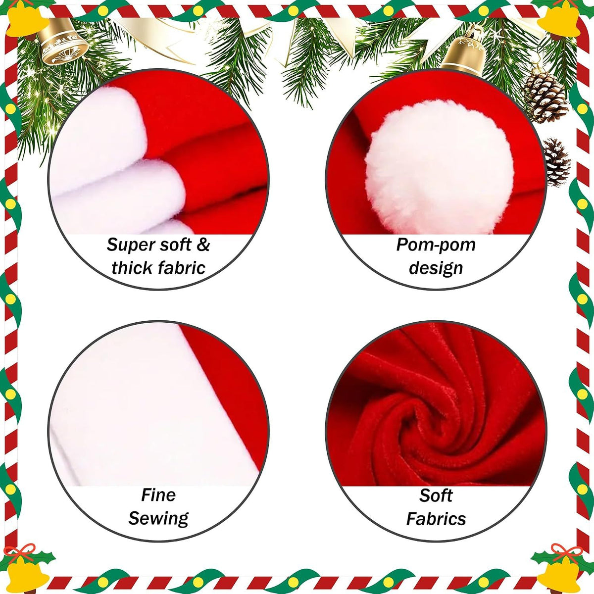 4Pcs Christmas Chair Covers with Hat, Stretch Parsons Chair Back Covers, Removable Washable Slipcovers for Home Hotel Holiday Decoration
