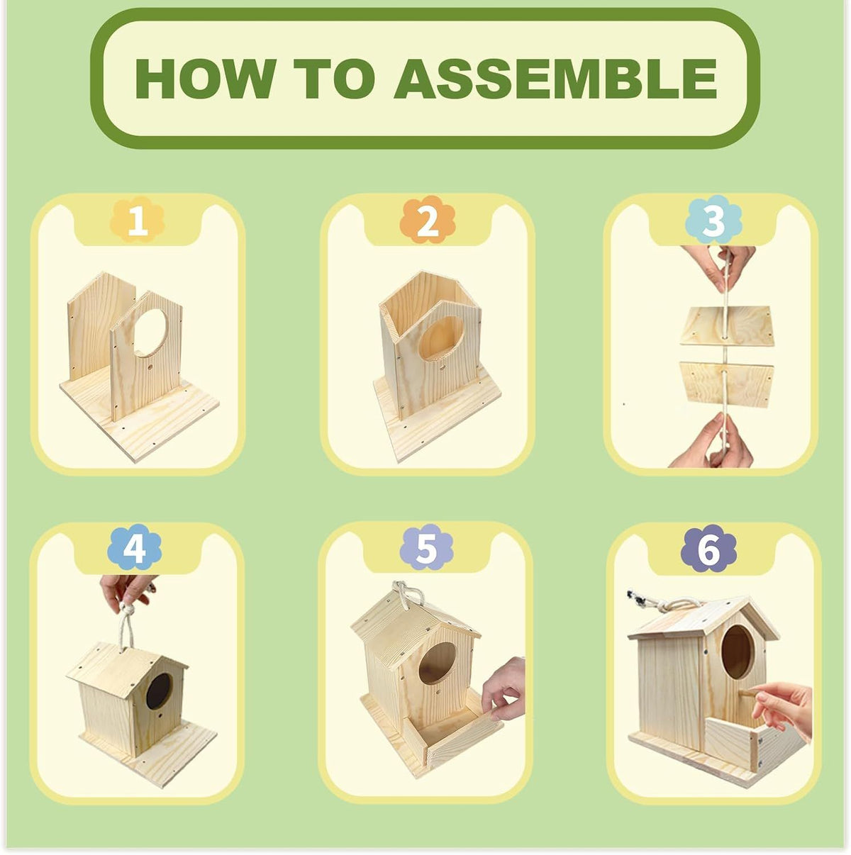 DIY Wooden Birdhouse Kit for Kids with Paints and Brushes, Outdoor Woodworking Craft Painting Bird House for Boys Girls Christmas Gift, 1 Pack