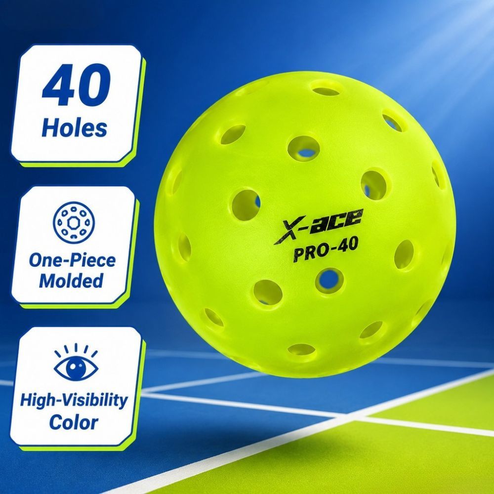 6Pcs X-ACE PRO-40 Outdoor Pickleball Balls, Official 40-Hole Tournament Standard Pickle Balls for Outdoor Hard Court Training & Competition