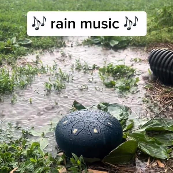 6 Inch 8 Notes Rain Drum for Outdoor Garden, Waterproof Steel Tongue Rain Drum, Outdoor Garden Musical Rain Drum Instrument