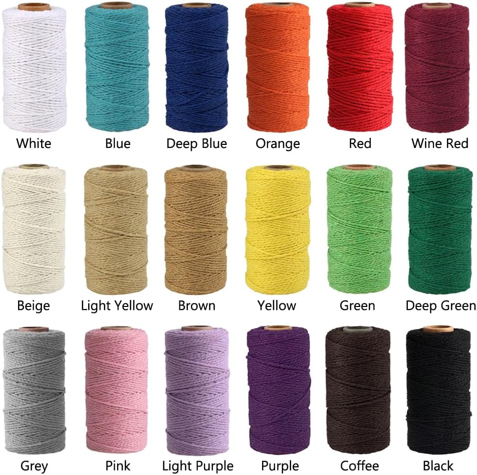 (109 Yards/1.5mm/35 Colors Optional) Macrame Cord Craft Macramé Cotton Baker Twine Craft Making Knitting Cord Rope DIY Wedding Decor Supply Christmas Wrapping String Rope (Black)