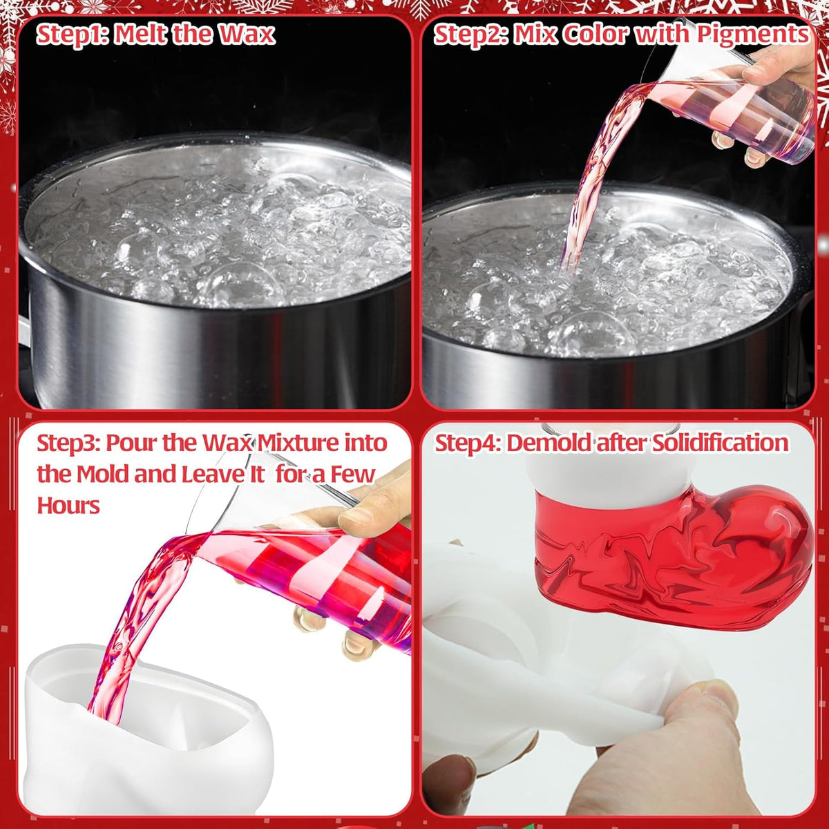 2Pcs Christmas Boots Resin Candle Molds, Winter Christmas Candlestick Resin Molds DIY Silicone Candle Decor Resin Mold, Xmas Silicone Resin Candle Holder Molds for Home Party Decoration Supplies