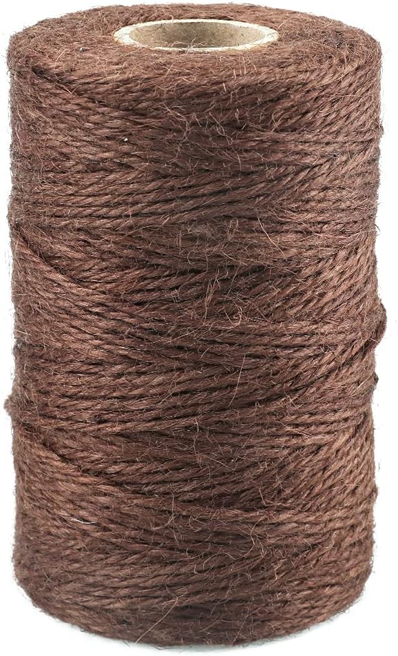 Jute String 328 Feet, 2mm Colored Natural Hemp Twine for Gift Wrapping, 3-Ply Brown for Climbing Plant, Garden Craft, DIY Christmas Handmade Arts, Gift Decoration