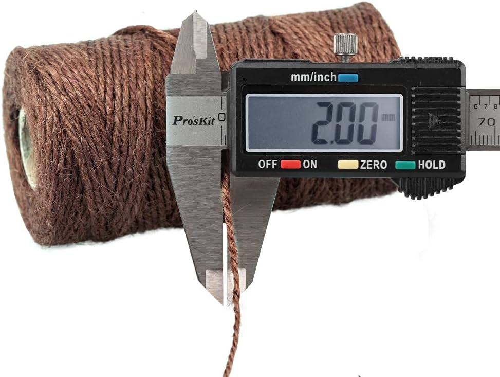 Jute String 328 Feet, 2mm Colored Natural Hemp Twine for Gift Wrapping, 3-Ply Brown for Climbing Plant, Garden Craft, DIY Christmas Handmade Arts, Gift Decoration