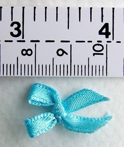100Pcs Colorful Assorted Smallest Satin Ribbon Bows Size 10 mm. Tiny Embellishment Craft Artificial Applique Wedding Ribbons Fabric Ribbons