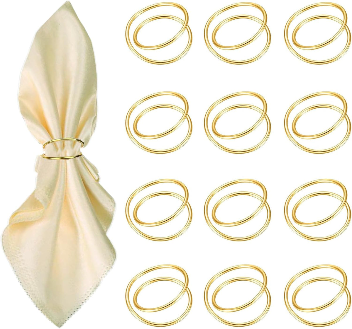 Gold Napkin Rings-12 PCS l Spiral Napkin Rings(Spiral) Napkin Holders Buckles for Family Dinner, Wedding, Party,Table Decorations