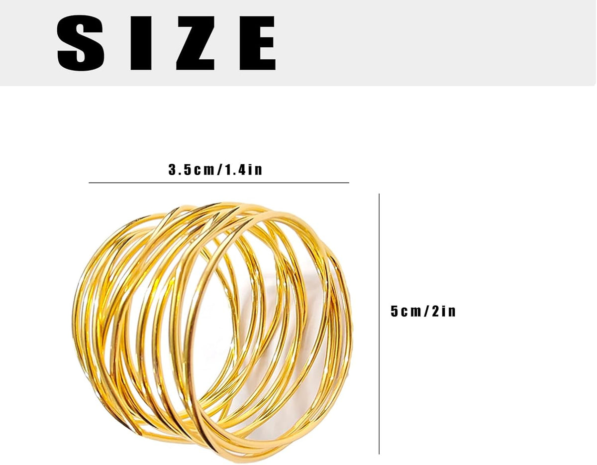 Gold Napkin Rings - 6 PCS l Napkin Rings(Twisted Wire) Napkin Holders Buckles for Family Dinner, Wedding, Party,Table Decorations