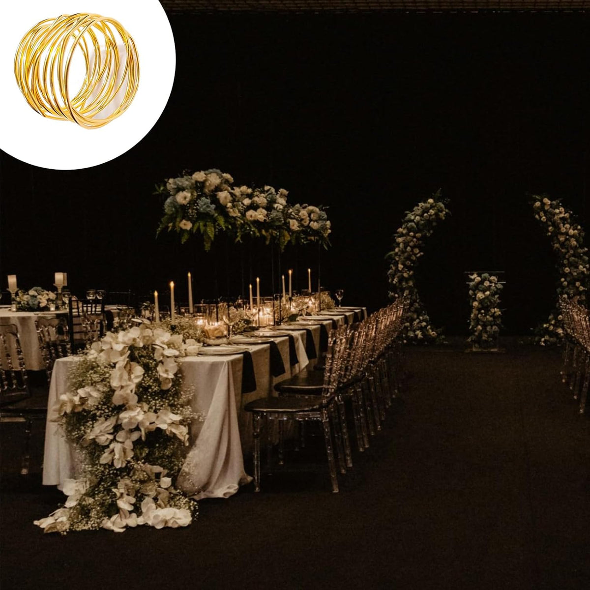 Gold Napkin Rings - 6 PCS l Napkin Rings(Twisted Wire) Napkin Holders Buckles for Family Dinner, Wedding, Party,Table Decorations