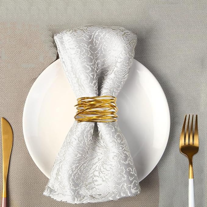 Gold Napkin Rings - 6 PCS l Napkin Rings(Twisted Wire) Napkin Holders Buckles for Family Dinner, Wedding, Party,Table Decorations