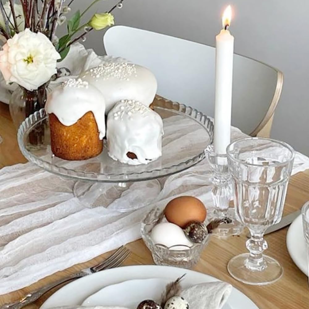 White Cheesecloth Table Runner 10FT Long Boho Gauze Table Runner Rustic Sheer Runner for Wedding Bridal Baby Shower Birthday Party Table Decor Decorations (35x120inch)