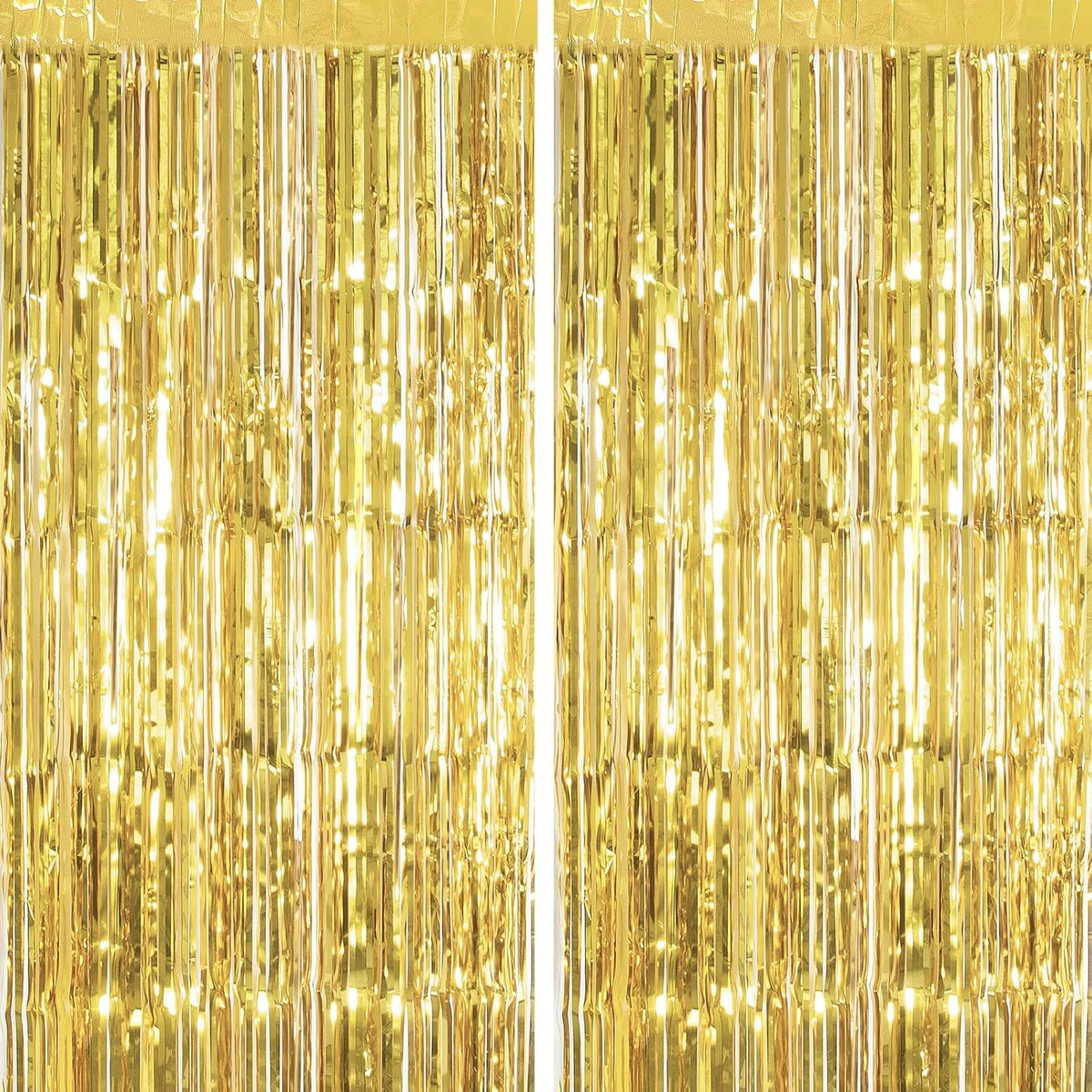 2 Pack Gold Foil Fringe Curtain Metallic Foil Curtain for Wedding Birthday Party Photo Backdrop Wedding Event Decor