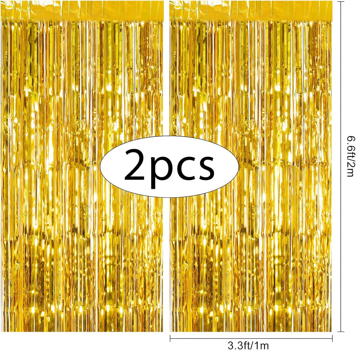 2 Pack Gold Foil Fringe Curtain Metallic Foil Curtain for Wedding Birthday Party Photo Backdrop Wedding Event Decor